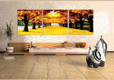 Painting by Numbers Autumn Alley in Sunset Triptych Landscape